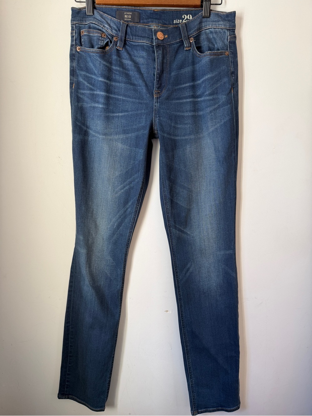J. Crew Reid Straight Leg Jeans in Medium-Dark Blue Wash 5 Pocket 29